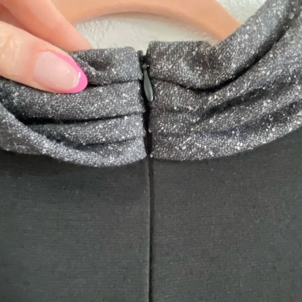 Saks Fifth Avenue Black bodycon cap sleeve dress gray & black size 8 - Picture 10 of 12
